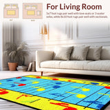 Ultra Soft Area Rug, Non Slip, Stain Resistant, Washable Area Rugs for Living Room, Bedroom, Colorful Child-Friendly Note Design(Blue)