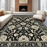 Ultra Soft Area Rug, Non Slip, Stain Resistant, Washable Area Rugs for Living Room, Bedroom, Sophisticated Boho Floral Rug with Layered Charcoal and Beige Patterns(Black)