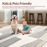 Ultra Soft Area Rug, Non Slip, Stain Resistant, Washable Area Rugs for Living Room, Bedroom, Rustic Textured Cream Pattern(Beige)