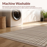 Ultra Soft Area Rug, Non Slip, Stain Resistant, Washable Area Rugs for Living Room, Bedroom, Elegant Earthy Geometric Checkerboard(Brown)