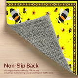 Ultra Soft Area Rug, Non Slip, Stain Resistant, Washable Area Rugs for Living Room, Bedroom, Playful Half Moon Floral Touch(Yellow)