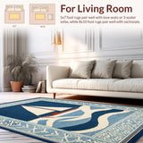 Ultra Soft Area Rug, Non Slip, Stain Resistant, Washable Area Rugs for Living Room, Bedroom, Sophisticated Maritime Color Harmony(Blue)