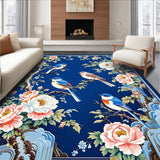 Ultra Soft Area Rug, Non Slip, Stain Resistant, Washable Area Rugs for Living Room, Bedroom, Delicate Floral Pattern Charm(Blue)