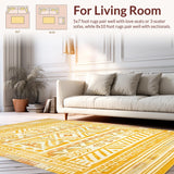 Ultra Soft Area Rug, Non Slip, Stain Resistant, Washable Area Rugs for Living Room, Bedroom, Rustic Earthy Geometric Arrangement(Yellow)