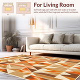 Ultra Soft Area Rug, Non Slip, Stain Resistant, Washable Area Rugs for Living Room, Bedroom, Lively Tan Shag for Home Office Abstract Design(Brown)