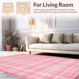 Ultra Soft Area Rug, Non Slip, Stain Resistant, Washable Area Rugs for Living Room, Bedroom, Rustic Symmetrical Pattern Delight(Pink)