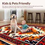 Ultra Soft Area Rug, Non Slip, Stain Resistant, Washable Area Rugs for Living Room, Bedroom, Southwest Aztec Low Pile Living Room Rug(Orange)