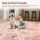 Ultra Soft Area Rug, Non Slip, Stain Resistant, Washable Area Rugs for Living Room, Bedroom, Gorgeous Timeless Print Design(Pink)