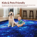 Ultra Soft Area Rug, Non Slip, Stain Resistant, Washable Area Rugs for Living Room, Bedroom, Vibrant Celestial Artistry Display(Blue)