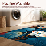 Ultra Soft Area Rug, Non Slip, Stain Resistant, Washable Area Rugs for Living Room, Bedroom, Eye-Catching Botanical Artistry(White)