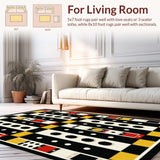 Ultra Soft Area Rug, Non Slip, Stain Resistant, Washable Area Rugs for Living Room, Bedroom, Artistic Playful Dice Arrangement(Black)