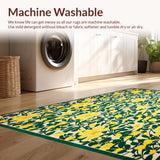 Ultra Soft Area Rug, Non Slip, Stain Resistant, Washable Area Rugs for Living Room, Bedroom, Wildflower Print Area for Bathroom(Yellow)