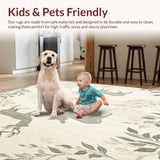 Ultra Soft Area Rug, Non Slip, Stain Resistant, Washable Area Rugs for Living Room, Bedroom, Natural Toned with Abstract Animal Design and Forest Canopy(Beige)
