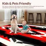 Ultra Soft Area Rug, Non Slip, Stain Resistant, Washable Area Rugs for Living Room, Bedroom, Modern Tribal Geometric Entryway Non-Shedding Carpet(Red)
