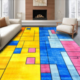 Ultra Soft Area Rug, Non Slip, Stain Resistant, Washable Area Rugs for Living Room, Bedroom, Colorful Modern Abstract Arrangement(Yellow)