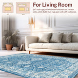 Ultra Soft Area Rug, Non Slip, Stain Resistant, Washable Area Rugs for Living Room, Bedroom, Dainty Scalloped Rug With Bow Detail Aesthetic Preppy Shower Carpet Non Slip(Blue)