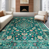 Ultra Soft Area Rug, Non Slip, Stain Resistant, Washable Area Rugs for Living Room, Bedroom, Retro Vintage Non-Slip Dining Area Carpet(Green)
