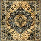 Ultra Soft Area Rug, Non Slip, Stain Resistant, Washable Area Rugs for Living Room, Bedroom, Luxurious Faded Medallion Style(Gold)