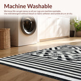 Ultra Soft Area Rug, Non Slip, Stain Resistant, Washable Area Rugs for Living Room, Bedroom, Elegant Chevron Stripe Carpet with Crisp Black and White Repeating Motifs(Black)