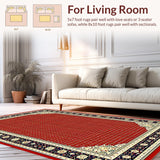 Ultra Soft Area Rug, Non Slip, Stain Resistant, Washable Area Rugs for Living Room, Bedroom, Luxurious Classic Trellis Design(Red)