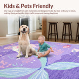 Ultra Soft Area Rug, Non Slip, Stain Resistant, Washable Area Rugs for Living Room, Bedroom, Charming Furry Rainbow Textures(Purple)