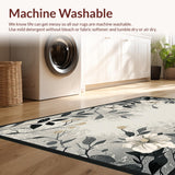Ultra Soft Area Rug, Non Slip, Stain Resistant, Washable Area Rugs for Living Room, Bedroom, Stylish Abstract Botanical Theme(Gray)