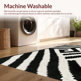 Ultra Soft Area Rug, Non Slip, Stain Resistant, Washable Area Rugs for Living Room, Bedroom, Bold Black & White Chevron Weave Rug Geometric Porch Decor(Black)