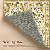 Ultra Soft Area Rug, Non Slip, Stain Resistant, Washable Area Rugs for Living Room, Bedroom, Artistic Floral Kitchen Mat with Dynamic and Natural Color Palette(Beige)