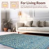 Ultra Soft Area Rug, Non Slip, Stain Resistant, Washable Area Rugs for Living Room, Bedroom, Elegant Blue Geometric Elegance(Blue)