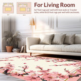 Ultra Soft Area Rug, Non Slip, Stain Resistant, Washable Area Rugs for Living Room, Bedroom, Whimsical Spring Blossom Arrangement(Pink)