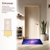Ultra Soft Area Rug, Non Slip, Stain Resistant, Washable Area Rugs for Living Room, Bedroom, Futuristic Astral Color Palette(Purple)