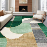 Ultra Soft Area Rug, Non Slip, Stain Resistant, Washable Area Rugs for Living Room, Bedroom, Chic Earthy Abstract Motif(Green)
