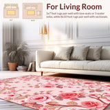 Ultra Soft Area Rug, Non Slip, Stain Resistant, Washable Area Rugs for Living Room, Bedroom, Contemporary Soft Petal Aesthetic(Pink)