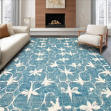 Ultra Soft Area Rug, Non Slip, Stain Resistant, Washable Area Rugs for Living Room, Bedroom, Chic Ribbon Knot Accent Rug Blue Bow Motif Decorative Plush Bath Mat(Blue)