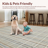 Ultra Soft Area Rug, Non Slip, Stain Resistant, Washable Area Rugs for Living Room, Bedroom, Chic Vintage Checkered Motif(Beige)