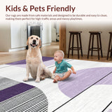 Ultra Soft Area Rug, Non Slip, Stain Resistant, Washable Area Rugs for Living Room, Bedroom, Chic Semicircle Gray Tones(Purple)