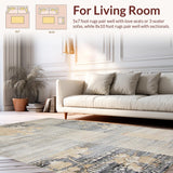 Ultra Soft Area Rug, Non Slip, Stain Resistant, Washable Area Rugs for Living Room, Bedroom, Contemporary Oversized Patterned Elegance(Gray)