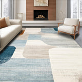 Ultra Soft Area Rug, Non Slip, Stain Resistant, Washable Area Rugs for Living Room, Bedroom, Boho Chic Neutral Tones with Blue Accents Abstract Art(Beige)