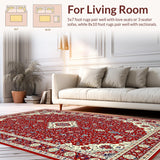 Ultra Soft Area Rug, Non Slip, Stain Resistant, Washable Area Rugs for Living Room, Bedroom, Vibrant Abstract Artful Composition(Red)