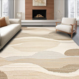 Ultra Soft Area Rug, Non Slip, Stain Resistant, Washable Area Rugs for Living Room, Bedroom, Serene Earthy Toned Linear Flow(Beige)