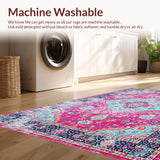 Ultra Soft Area Rug, Non Slip, Stain Resistant, Washable Area Rugs for Living Room, Bedroom, Elegant Abstract Symmetrical Design(Pink)
