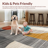 Ultra Soft Area Rug, Non Slip, Stain Resistant, Washable Area Rugs for Living Room, Bedroom, Chic Minimalist Monochrome Design(Gray)
