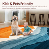 Ultra Soft Area Rug, Non Slip, Stain Resistant, Washable Area Rugs for Living Room, Bedroom, Rustic Earthy Toned Print(Orange)