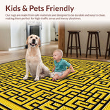 Ultra Soft Area Rug, Non Slip, Stain Resistant, Washable Area Rugs for Living Room, Bedroom, Black and Gold Entryway Non-Slip Modern Doormat(Gold)