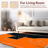 Ultra Soft Area Rug, Non Slip, Stain Resistant, Washable Area Rugs for Living Room, Bedroom, Contemporary Youthful Athletic Design(Orange)