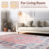 Ultra Soft Area Rug, Non Slip, Stain Resistant, Washable Area Rugs for Living Room, Bedroom, Whimsical Colorful Trellis Vibes(Pink)