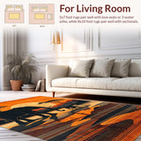 Ultra Soft Area Rug, Non Slip, Stain Resistant, Washable Area Rugs for Living Room, Bedroom, Contemporary Wildlife Themed Aesthetic(Orange)