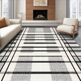 Ultra Soft Area Rug, Non Slip, Stain Resistant, Washable Area Rugs for Living Room, Bedroom, Modern Abstract Linear Weave Rug Featuring Black and White Intersecting Stripes(Gray)