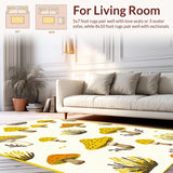 Ultra Soft Area Rug, Non Slip, Stain Resistant, Washable Area Rugs for Living Room, Bedroom, Charming Pastel Nature-Inspired Design(Yellow)