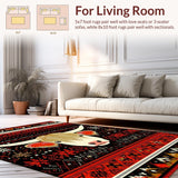 Ultra Soft Area Rug, Non Slip, Stain Resistant, Washable Area Rugs for Living Room, Bedroom, Scandinavian Cozy Cattle Design(Black)